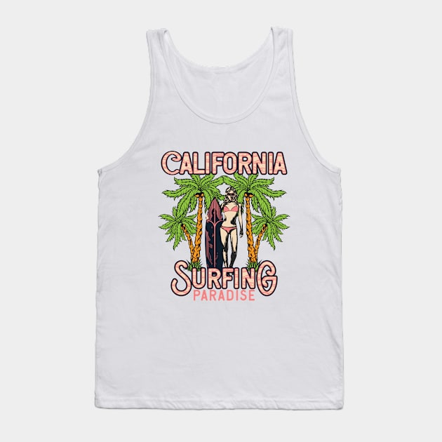 California Surfing Paradise Tank Top by HassibDesign